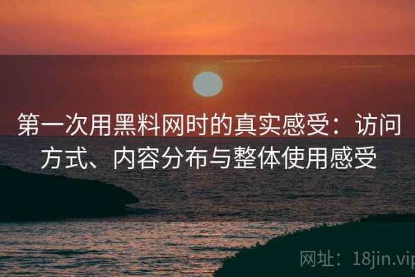 第一次用黑料网时的真实感受：访问方式、内容分布与整体使用感受