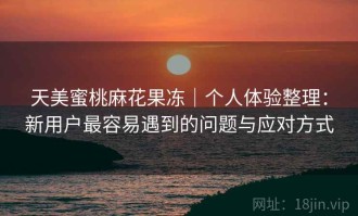 天美蜜桃麻花果冻｜个人体验整理：新用户最容易遇到的问题与应对方式