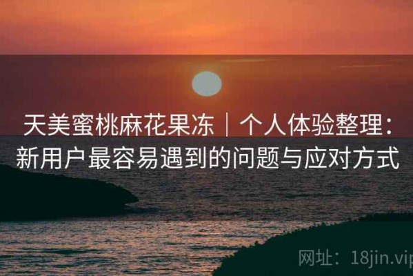 天美蜜桃麻花果冻｜个人体验整理：新用户最容易遇到的问题与应对方式