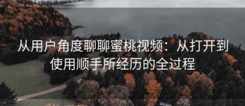 从用户角度聊聊蜜桃视频：从打开到使用顺手所经历的全过程