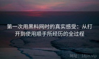第一次用黑料网时的真实感受：从打开到使用顺手所经历的全过程
