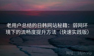 老用户总结的日韩网站秘籍：弱网环境下的流畅度提升方法（快速实践版）