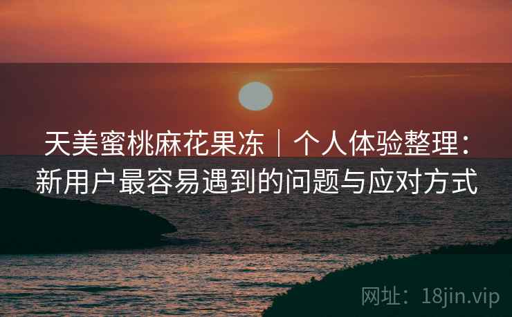 天美蜜桃麻花果冻｜个人体验整理：新用户最容易遇到的问题与应对方式