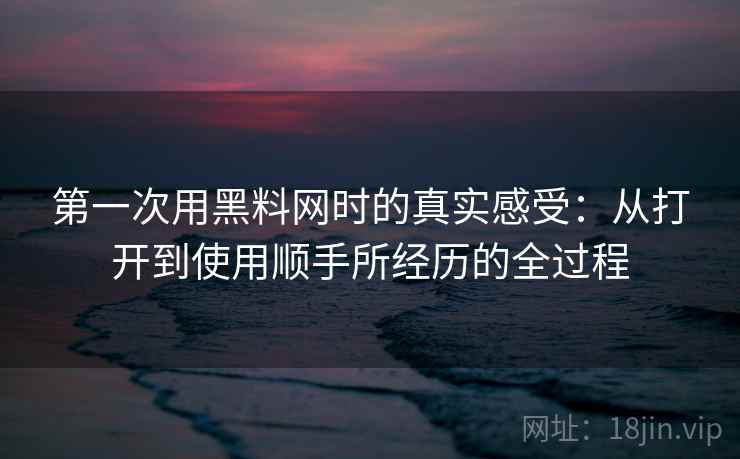 第一次用黑料网时的真实感受：从打开到使用顺手所经历的全过程