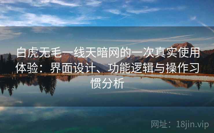 白虎无毛一线天暗网的一次真实使用体验:界面设计、功能逻辑与操作习惯分析 白虎无毛一线天暗网的一次真实使用体验:界面设计、功能逻辑与操作习惯分析